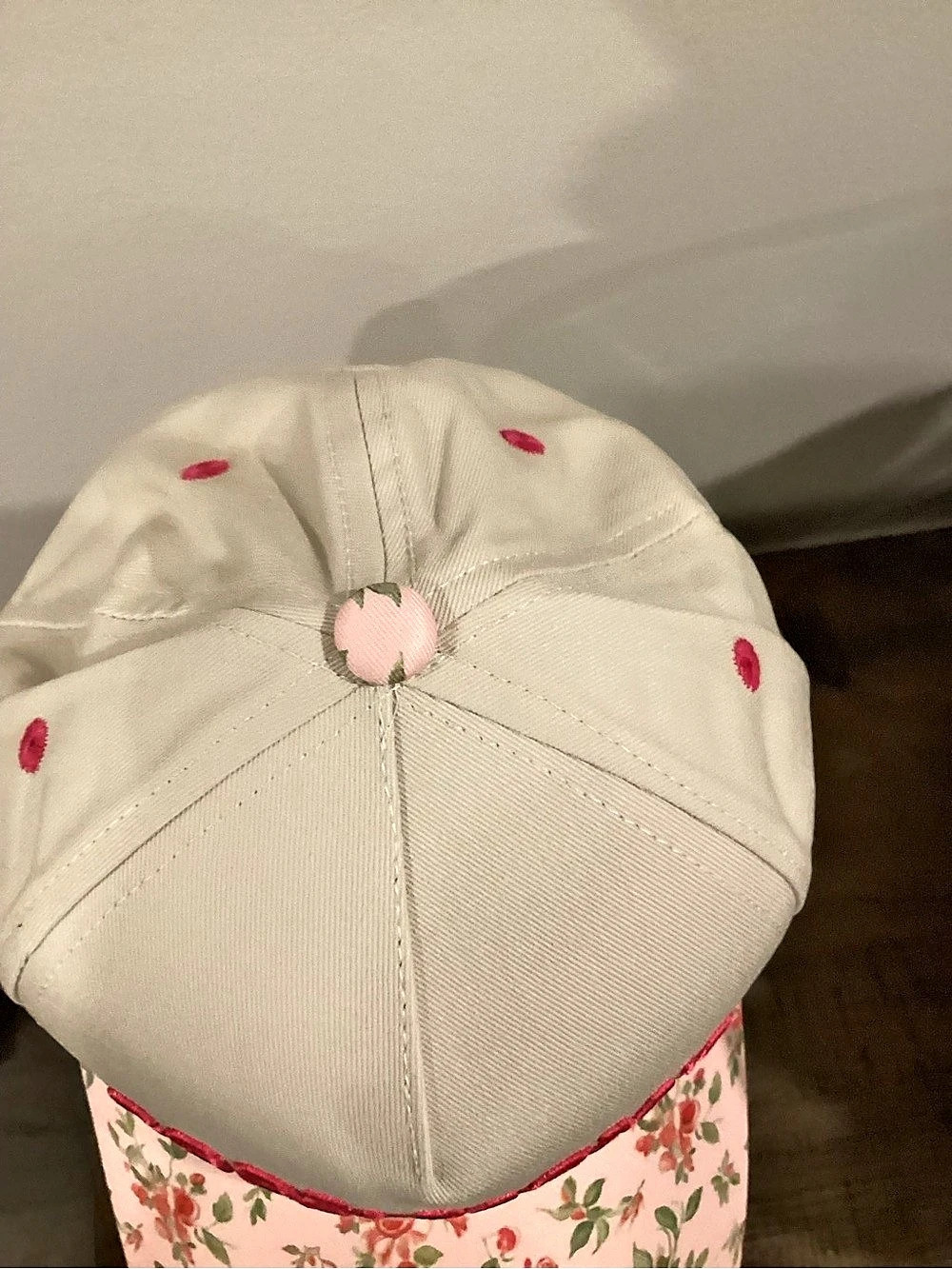 Floral Cool Mom’s Club Baseball Cap in Cream & Pink Floral - Picture 3 of 4